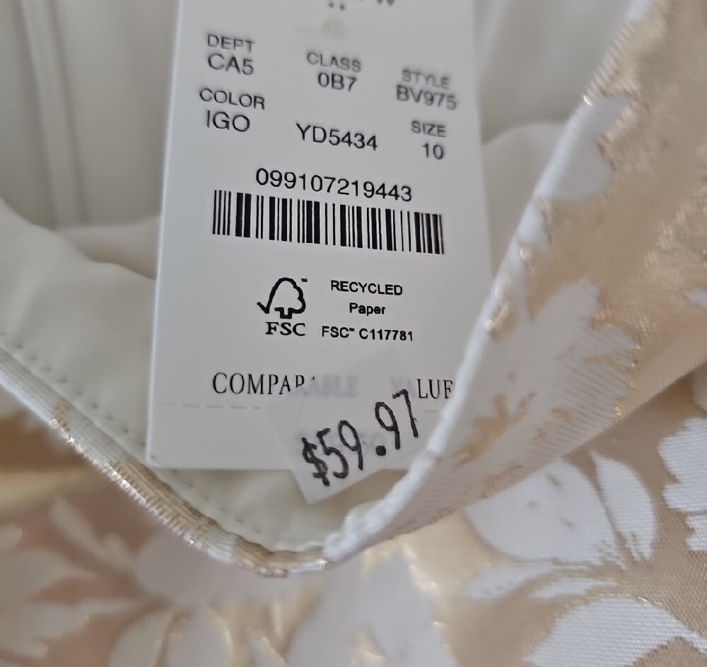 J. Crew Factory Metallic Floral Jacquard A-Line Skirt Size 10 in Ivory and Gold - Picture 13 of 14